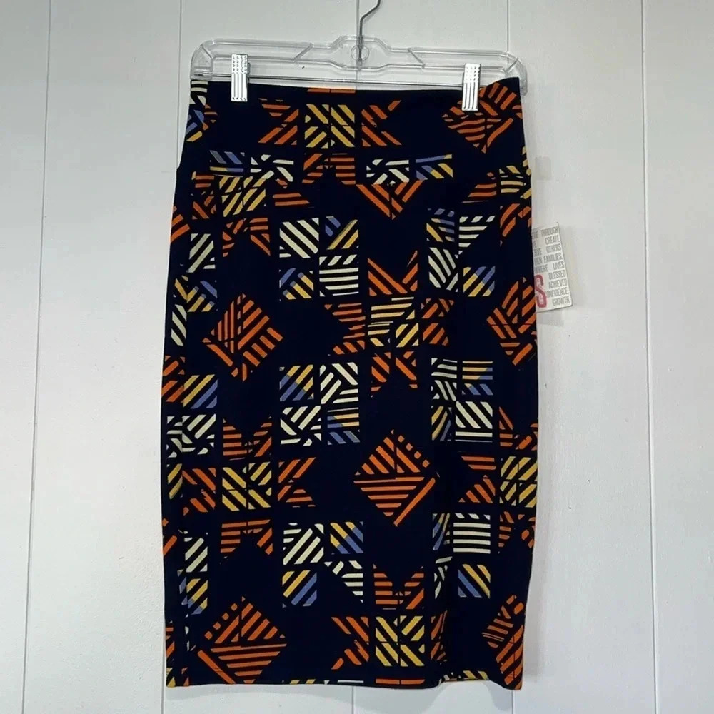LulaRoe Cassie Pencil Mini Skirt Geometric Shapes NWT 12